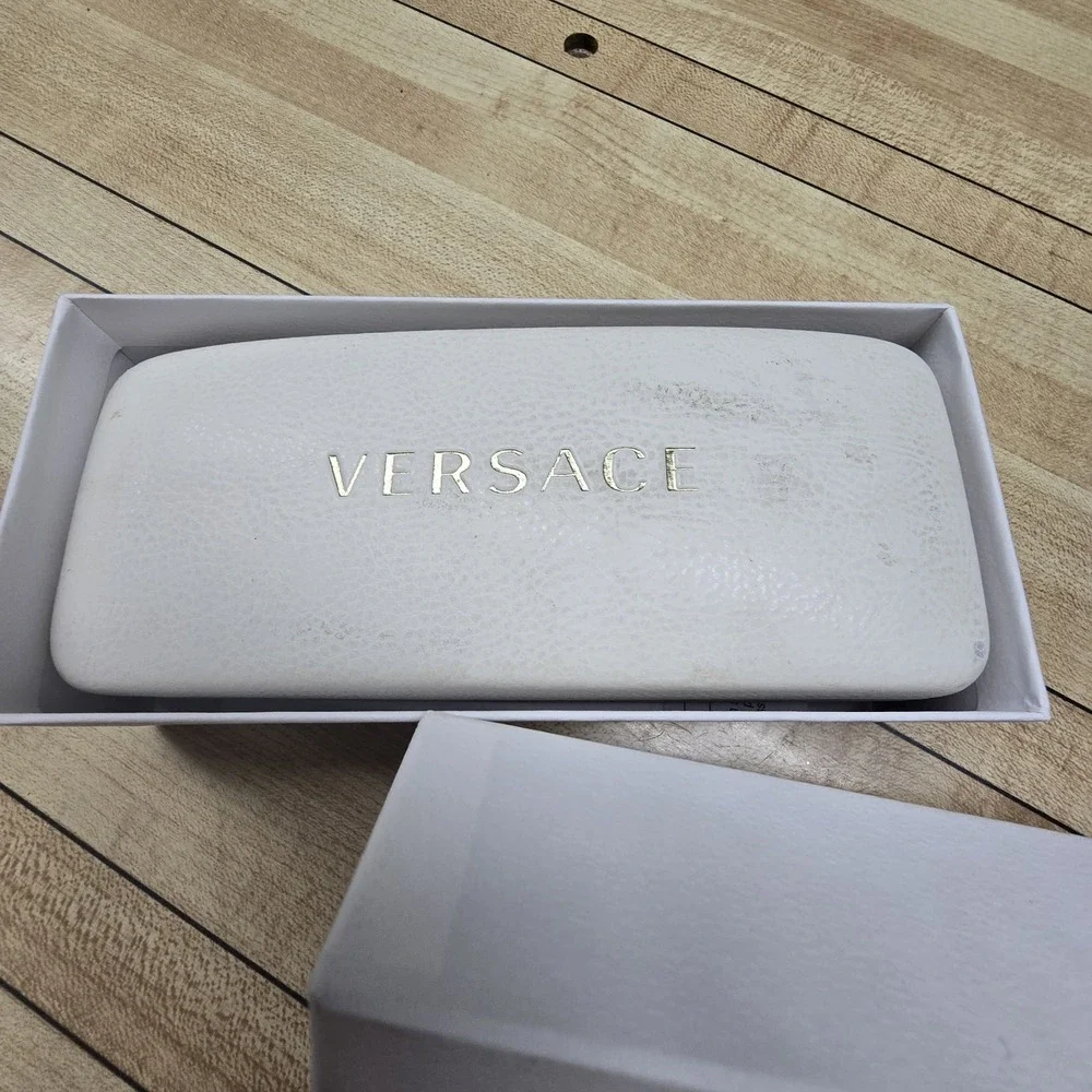 Versace Italy White Sunglass Eyeglass Hard Shell Case, Box & Cards ONLY Designer